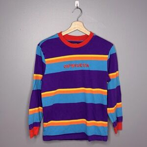 OFWGKTA Shirt Mens Small Purple Blue Striped Long Sleeve Crewneck Streetwear